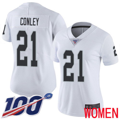 Oakland Raiders Limited White Women Gareon Conley Road Jersey NFL Football #21 100th Season Vapor Jersey
